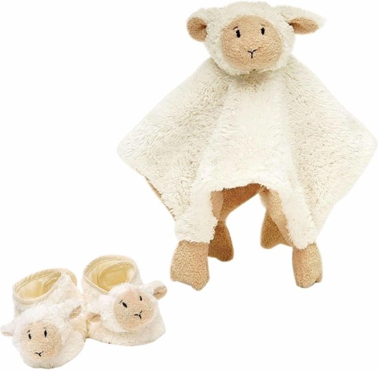 Baby cadeau setje slofjes en tuttel doekje van Lammy het lammetje - Happy Horse knuffels van Happy Horse