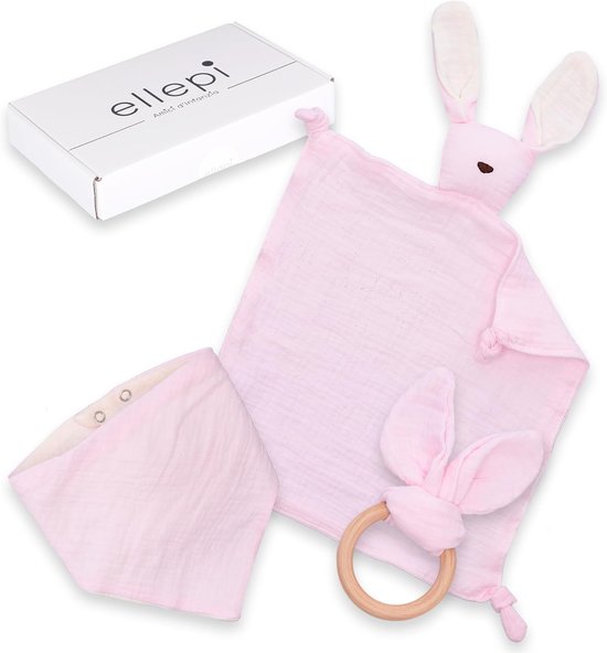 Baby Cadeauset - Geboortepakket Doudou - Pasgeboren Verzorging - Biologisch Katoen - 0-3 Maanden - Roze