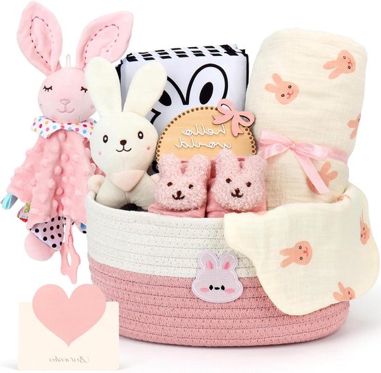 Baby Cadeauset - Geschenk Baby - Babyshower Vieren - Sensorisch Speelgoed - 1.07 kg - Roze