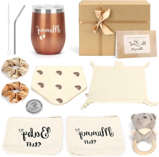 Baby Cadeauset - Kraamcadeau Set - Geboorte Vieren - Inclusief Mama Items - 19 x 9 x 24 cm - Uniseks
