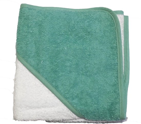 Baby cape white/jade van Little Crevette
