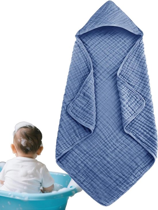 Baby Capuchon Handdoeken - Badcape Unisex - Baby Verzorging - Snel Droog - 90 x 90 Cm - Donkerblauw
