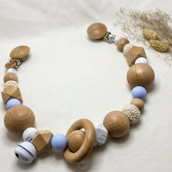 Baby Chique Uden | Wagenspanner Kinderwagen | Babyblauw Marmer | Kraamcadeau | Babyshower | Babygym | Baby born | Gepersonaliseerd van Baby Chique Uden