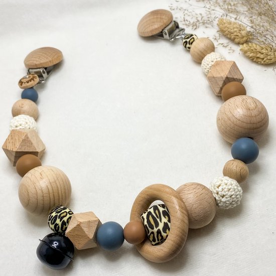 Baby Chique Uden | Wagenspanner Kinderwagen | Grijs Bruin Luipaard | Kraamcadeau | Babyshower | Babygym | Baby born | Gepersonaliseerd van Baby Chique Uden