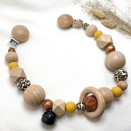 Baby Chique Uden | Wagenspanner Kinderwagen | Okergeel Brons Luipaard | Kraamcadeau | Babyshower | Babygym | Baby born | Gepersonaliseerd van Baby Chique Uden