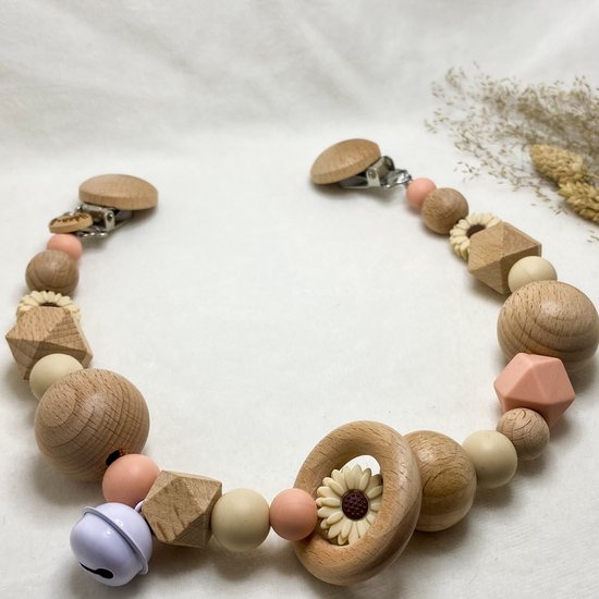 Baby Chique Uden | Wagenspanner Kinderwagen | Roze Flower | Kraamcadeau | Babyshower | Babygym | Baby born | Gepersonaliseerd van Baby Chique Uden