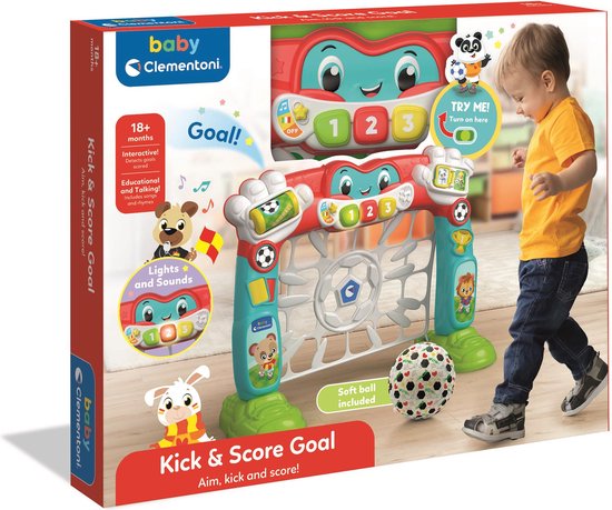 Baby Clementoni - Doelnet - Bewegende Keeper - Activiteitencentrum - Geluiden en Lichten - Motorische vaardigheden oefenen - Vanaf 18 maanden van Clementoni