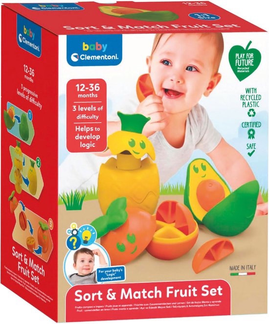 Baby Clementoni - Fruit Puzzel - Spelend Leren en Ontdekken - Babyspeelgoed - 1 jaar en ouder van Merkloos