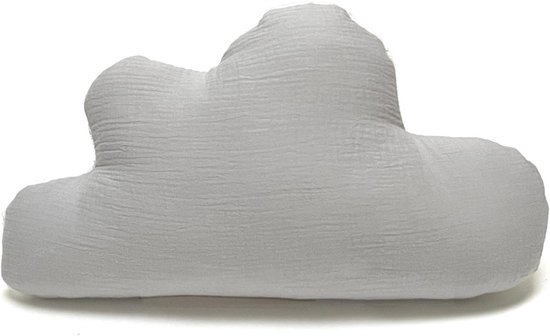 Baby Cloud Kussen - Naam Kussen - Geboorte Cadeau - Handgemaakt in Hamburg - Standaard Maat - Lichtgrijs