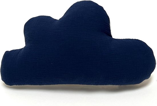 Baby Cloud Kussen - Naamkussen Geboorte - Persoonlijk Cadeau - Handgemaakt in Hamburg - Standaard - Donkerblauw