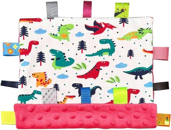 Baby comfort deken - Mini deken - Spelen en knuffelen - Met zachte labels - 25 x 25 cm - Rood