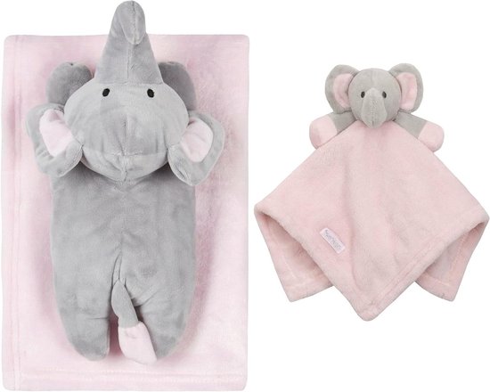 Baby Deken Olifant - Knuffeldeken Trooster - Baby Comfort - Zachte Koraal Fleece - 100x75 cm - Roze