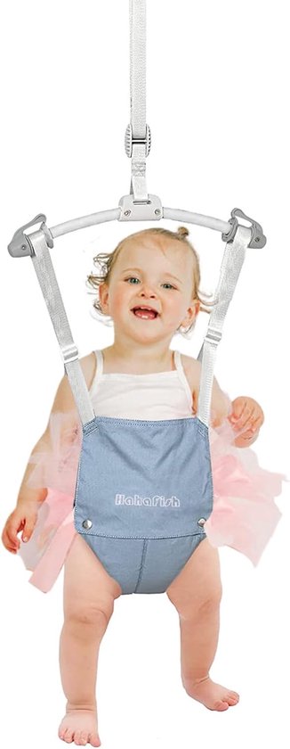Baby Deurspringer - Peuter Springstoel - Actieve Spelletjes - Verstelbare Riem - Tot 16 kg - Lichtblauw