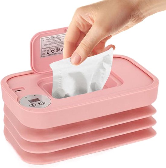Baby Doekjes Verwarmer - Draagbare Opwarmer - Onderweg Comfort - Snelle USB Verwarming - 20 cm - Roze