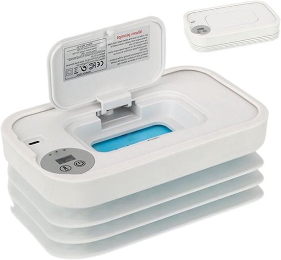 Baby Doekjes Warmer - Billendoekjes Warmer Dispenser - Reizen met Baby - Snelle Verwarming 4 Minuten - Opvouwbaar Compact - Wit