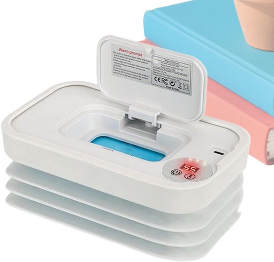Baby Doekjes Warmer - Draagbare Verwarmer - Comfortabel Op Reis - Snelle USB Verwarming - 20 x 12 cm - Wit