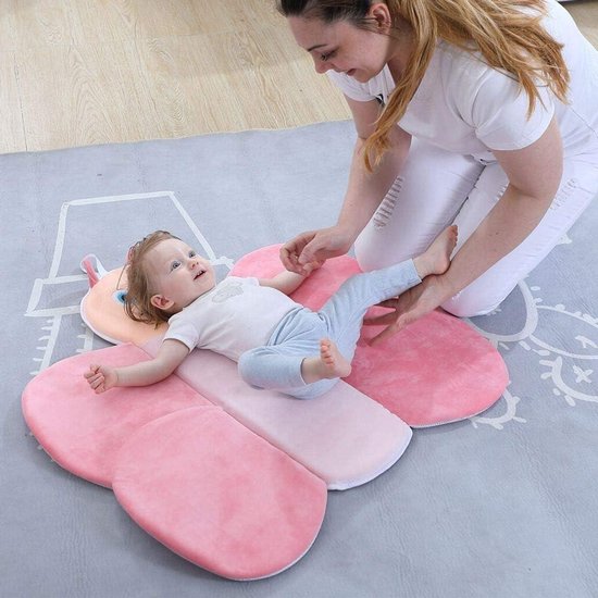 Baby Douche Zitting - Bloemen Mat - Veilig Baden - Super Zacht Materiaal - 80CM Diameter - Blauw