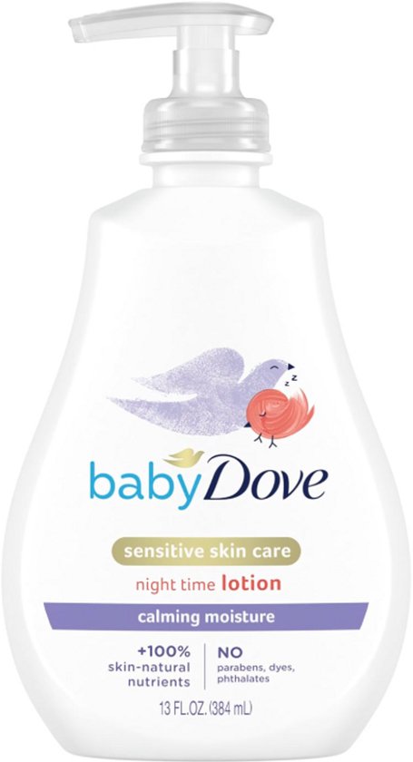 Baby Dove Sensitive Skin Baby Lotion Calming Moisture 384 ml – Hypoallergene Baby Bodylotion – Dermatologisch Getest – Hydrateert & Verzacht de Gevoelige Babyhuid
