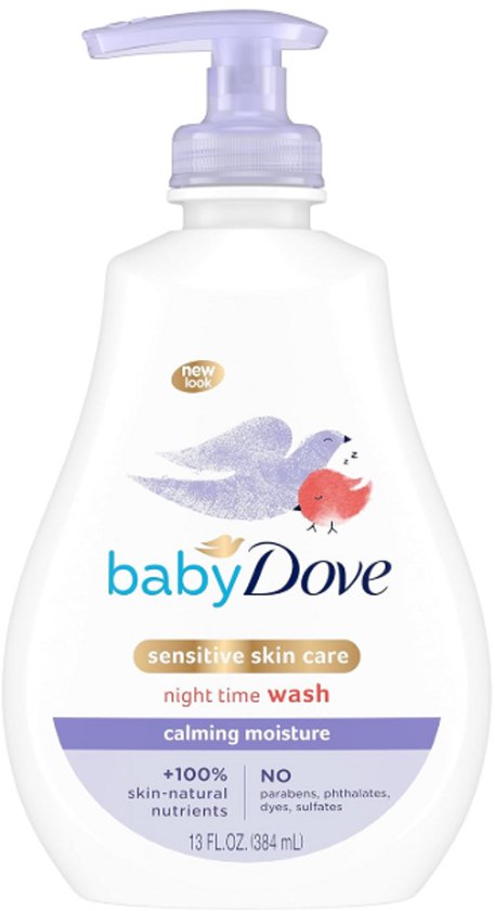 Baby Dove Sensitive Skin Care Baby Wash Calming Moisture 384ml – Hypoallergene Baby Wasgel met Kamille, Traanvrije Formule en Milde Reiniging