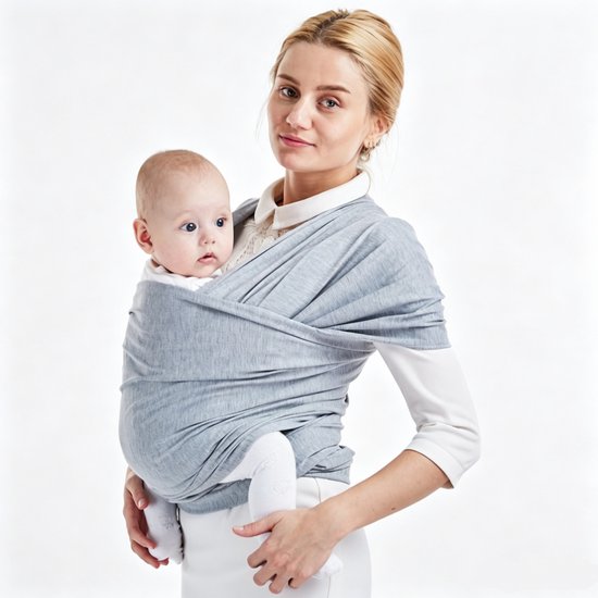 Baby Draagdoek - Babywikkeldoek - Baby Wrap - Baby carrier - Baby 0-36 maanden - Ademend & Comfortabel-Handsfree Dragen(grijs)