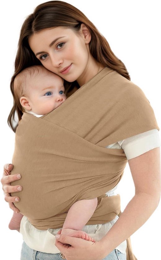 Baby Draagdoek Lichtbruin - Babywrap - Draagzak - Baby carrier - Baby 0-36 maanden - 40x480 cm van Merkloos