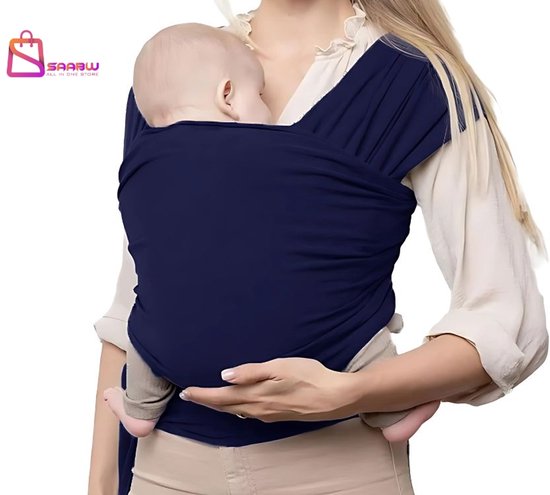 Baby Draagdoek - Navy blauw - Ademend en Ergonomisch - draagzak - Comfortabele Babydrager met Knoopsluiting - draagzak baby - 64888 van Merkloos