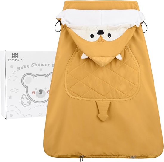Baby Draagzak Cover - Universele Hoodie - Bescherming Buiten - Waterafstotend Fleece - 0-36 Maanden - Geel Vosje