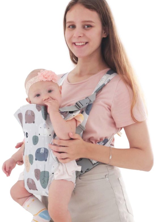 Baby Draagzak -Draagzak Baby - Baby Carrier – Lichtgewicht en ademende 4-in-1 draagzak (3,6-16,8 kg), met blad- en berenpatroon.