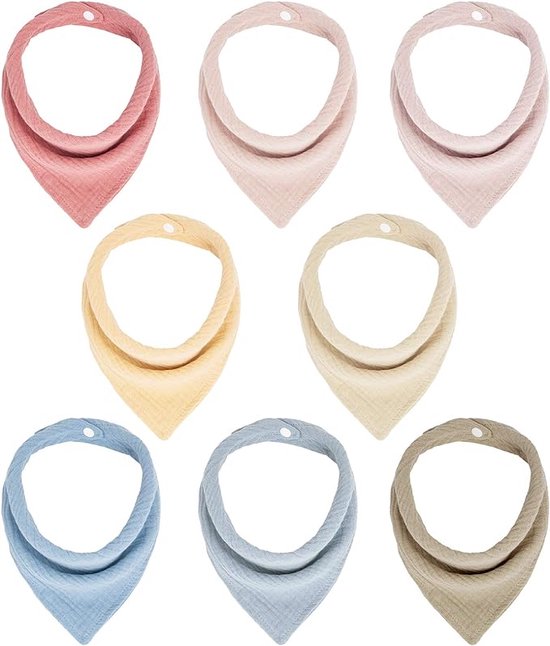 Baby driehoekig sjaalslab, zachte en absorberende mousseline neksjaals, kwijlslab met 4 verstelbare drukknopen, multifunctioneel kwijlslab voor unisex, jongens, meisjes, pasgeborenen, peuters van Viedouce