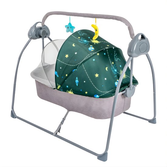 Baby Elektrische Wieg Schommel – 5 Snelheden – Met Afstandsbediening en Muziek – Wiegbed / Rocking Cradle – Voor Baby’s 0-18 Maanden – Groen