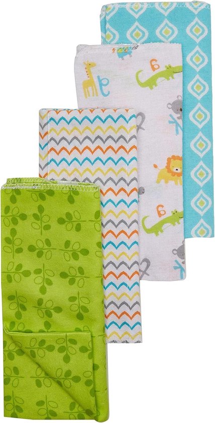 Baby Flanel Spuugdoekjes - Baby Luiers - Baby Verzorgen - Gelaagde Flanel - 4 Stuks - Alfabet Print