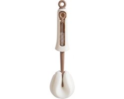 Baby Fles Borstel - Flessenreiniger Spons - Flessen Schoonmaken - Dual Head Design - 31 cm Lengte - Wit