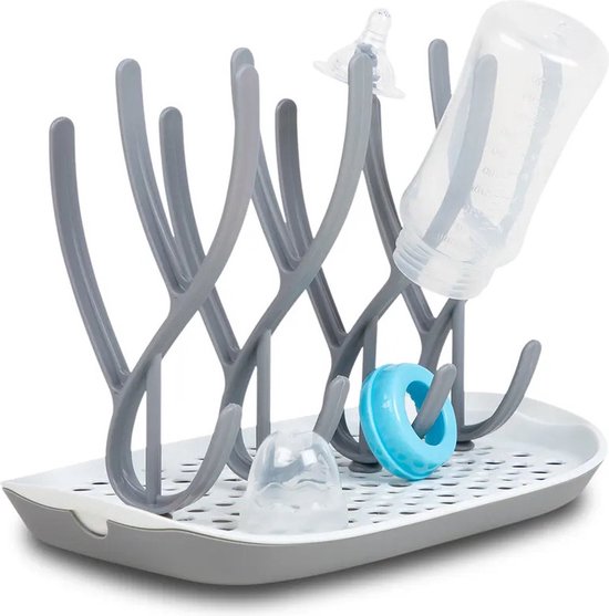 Baby Flessenrek - Droogrek Babyflessen - Afdruiprek Grijs van Flessenbar