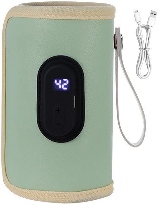 Baby Flessenwarmer – Draagbare flessenwarmer voor baby's en peuters – 18 W snelverwarming, instelbare temperatuur, USB flessenwarmer – Essentieel voor pasgeborenen, thuis en onderweg