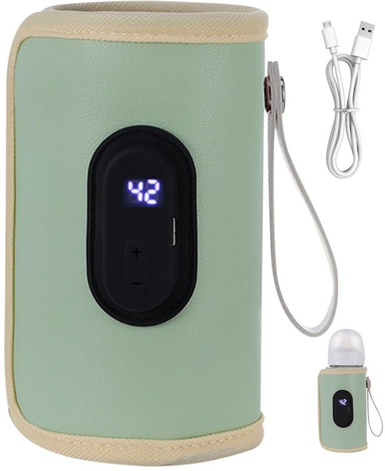 Baby Flesverwarmer, Draagbare Melkverwarmer, 18 W Snelle Verwarming, Instelbare Temperatuur, USB-babyflesverwarmer, Onmisbaar Huishoudelijk/reisartikel Voor Pasgeborenen - Groen