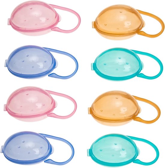 Baby Fopspeenhouder - Speenbakje - Fopspenen Opbergen - Stevig Draagbaar - 8 Stuks - Diverse Kleuren