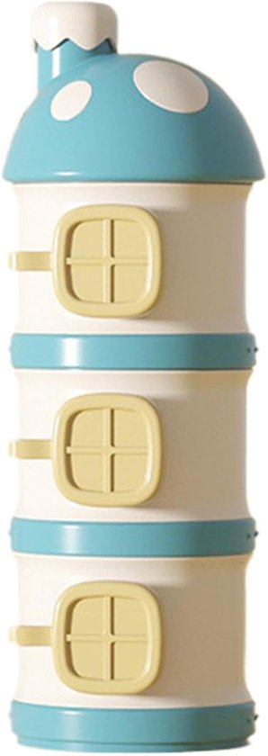 Baby Formula Travel Container, 3-laags melkpoeder dispenser, draagbare formulehouder, niet-morsen voedingsvoorziening, paddestoel opbergpotten voor snacks