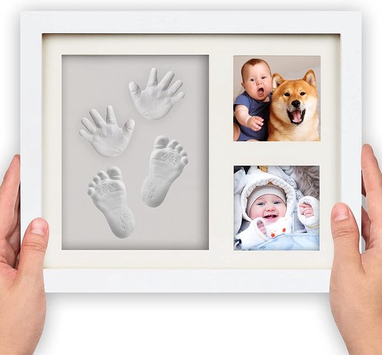 Baby Fotolijsten - Baby Art - Klei Afdruk Baby Voet en Hand - Babyshower - Wit van Baby Art