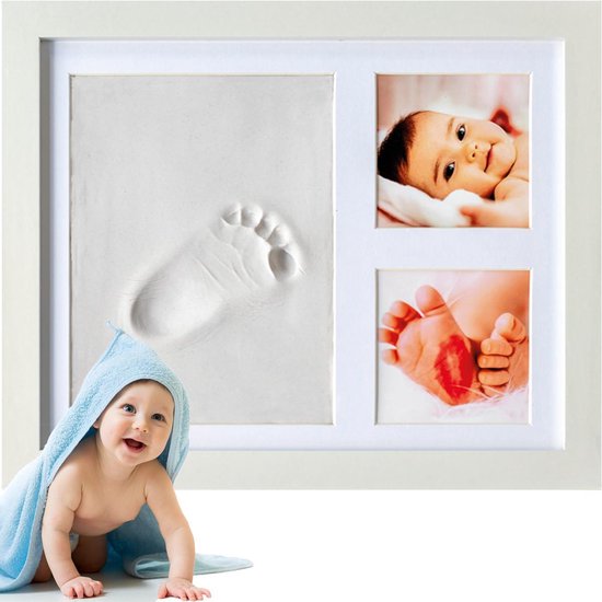 Baby Fotolijstje met Klei Afdruk (Gipsafdruk baby) - Beter dan gips afdruk - Hand Voet Afdruk - Kraamcadeau Meisje / Kraamcadeau Jongen van Merkloos