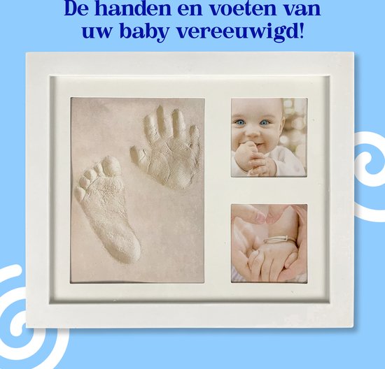 Baby Fotolijstje met Klei Afdruk - Hand- en voetafdruk - Kraamcadeau - Gipsafdruk - Klei - Geboorte - Kraampakket van Dooky