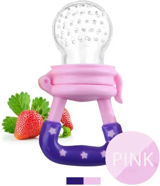 Baby fruit speen -Fruitspeen Bijtring - Maat M - 4 - 12 maanden - Roze van Snoozebaby