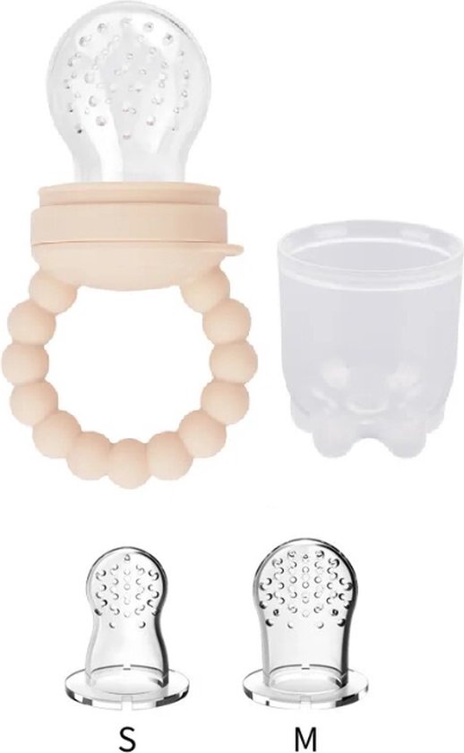 Baby Fruitspeen - Bijtring - Fruitzuiger - Fopspeen in 3 maten - Beige van Merkloos