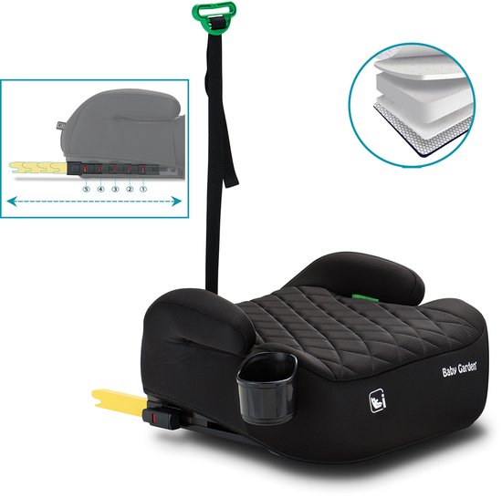 Baby Garden Auto Zitverhoger Isofix - I-Size - Autozitje - EU Gecertificeerd - Premium Comfort - Instelbare ISOFIX - Incl. bekerhouder en gordel - Nederlands Ontwerp van Baby Garden