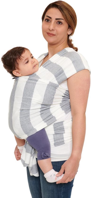Baby Garden draagdoek gestreept grijs wit | ergonomisch van Baby Garden