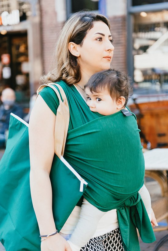 Baby Garden draagdoek groen - Ergonomisch - Original - Gratis slabbetje van $