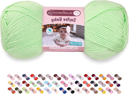 Baby garen - Zacht acryl - Haken en breien - Anti-pilling formule - 100 gram - Lichtgroen