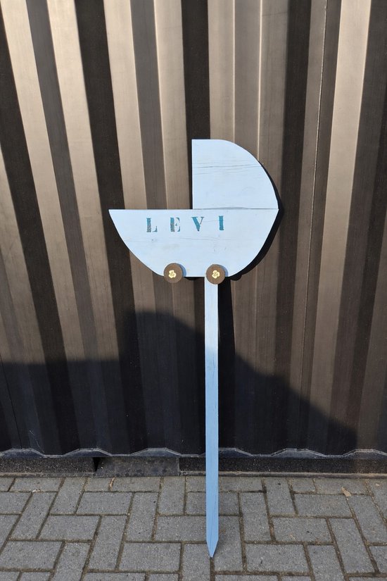 baby geboorte tuinbord jongen blauw van Merkloos