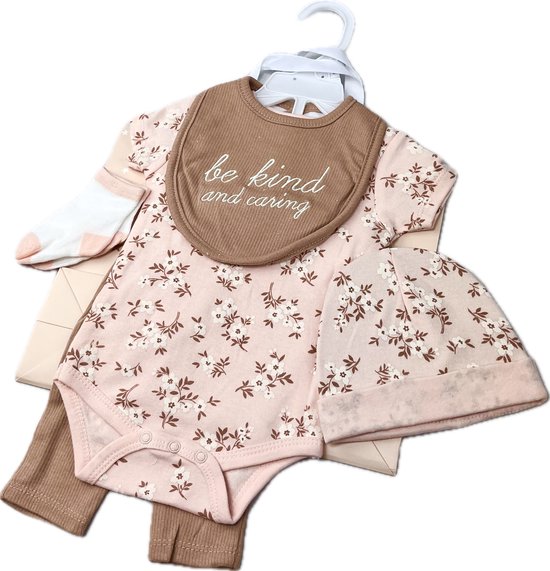 Baby Geschenkset 6-delig – Kraamcadeau Newborn – Romper, Legging, Slabbetje, Muts & Sokken met Cadeautas – Maat 50/56 van Sweet Stories