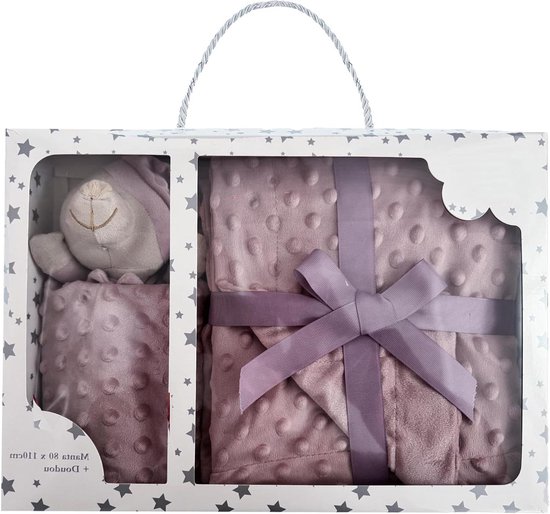 Baby Geschenkset - Deken en Knuffel - Baby Comfort - Extra Zacht Velours - 80 x 110 cm - Make-up