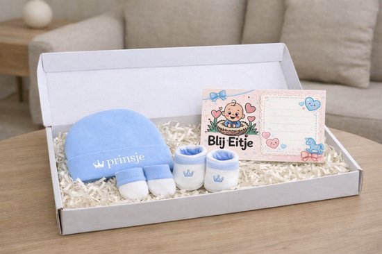 Baby Giftset 3-delig Prinsje Blauw – 0-3 maanden van Merkloos